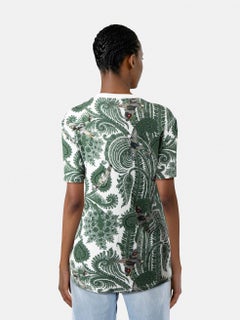 Givenchy Green Paisley & Aircraft Print T-Shirt Size M