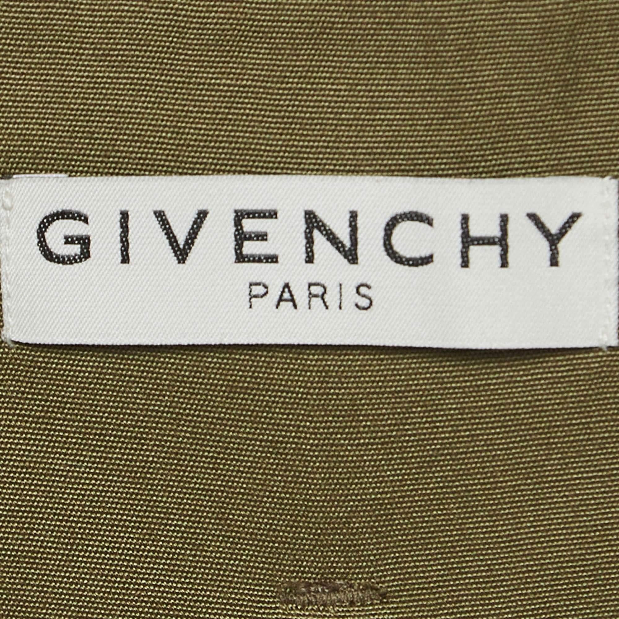 Women's Givenchy Green Pleated Crepe High-Waisted Tapered Military Trousers L