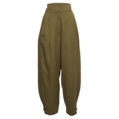 Givenchy Green Pleated Crepe High-Waisted Tapered Military Trousers L
