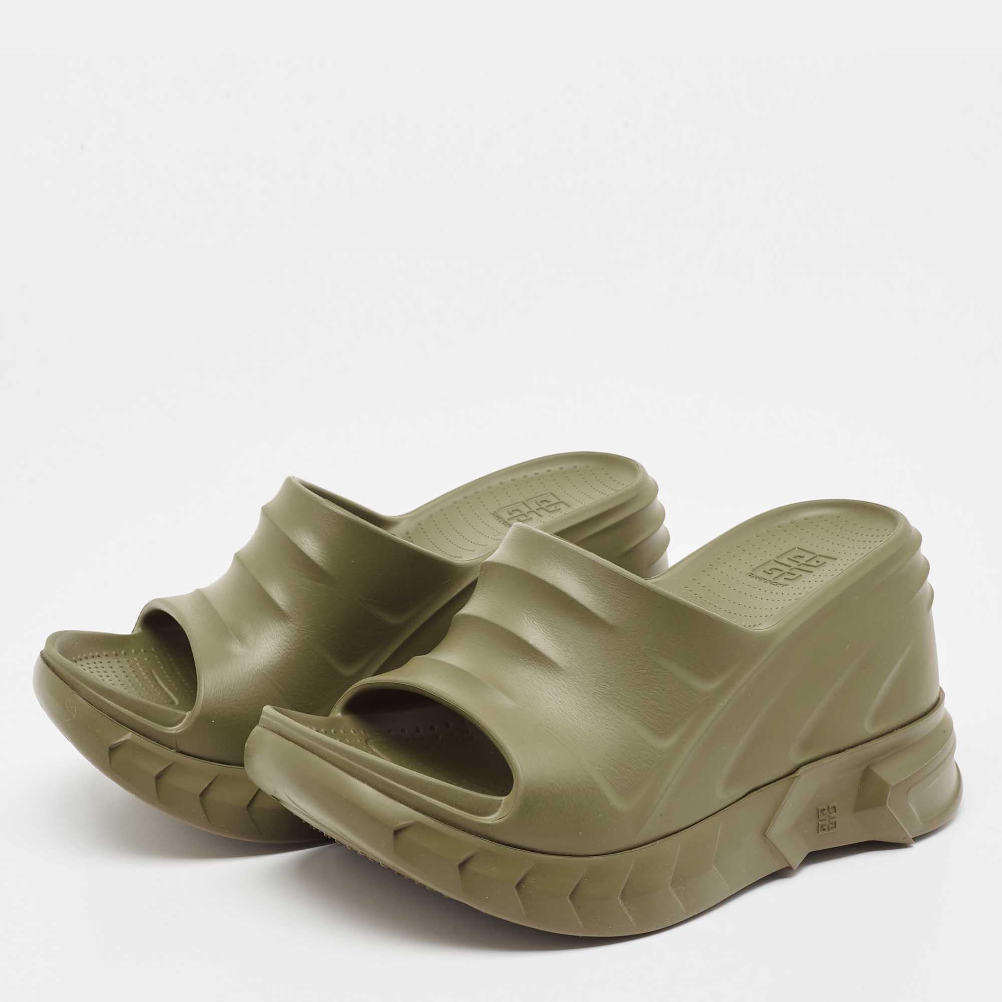 Givenchy Green Rubber Marshmellow Sandals Size 36 3