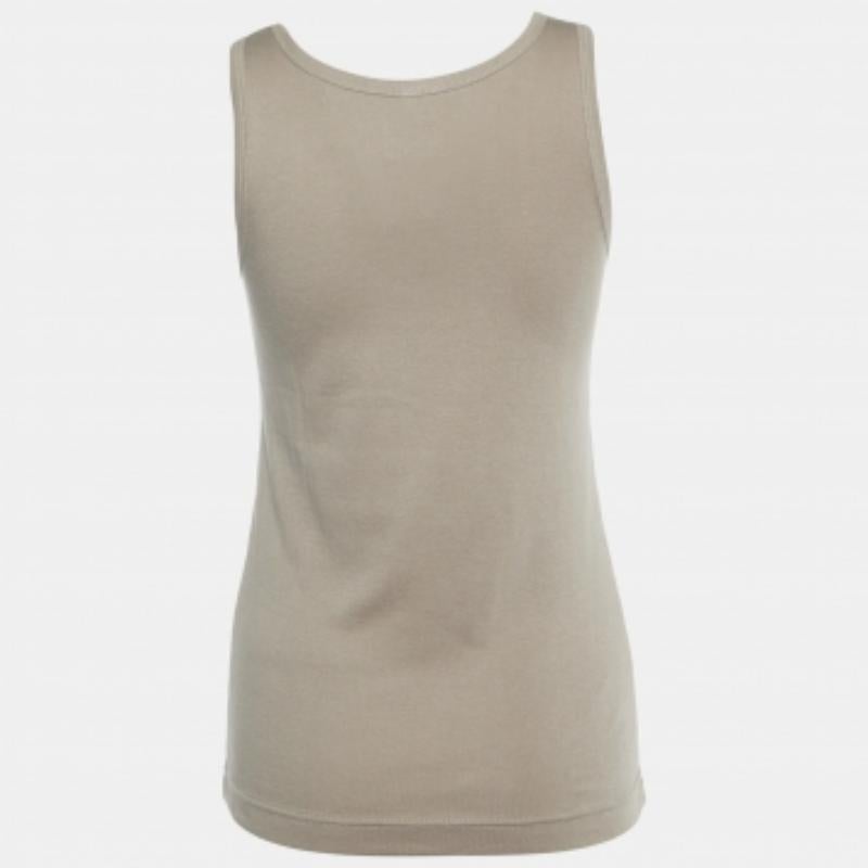 Gris Givenchy Greige Cotton Ruffled Detail Tank Top S en vente