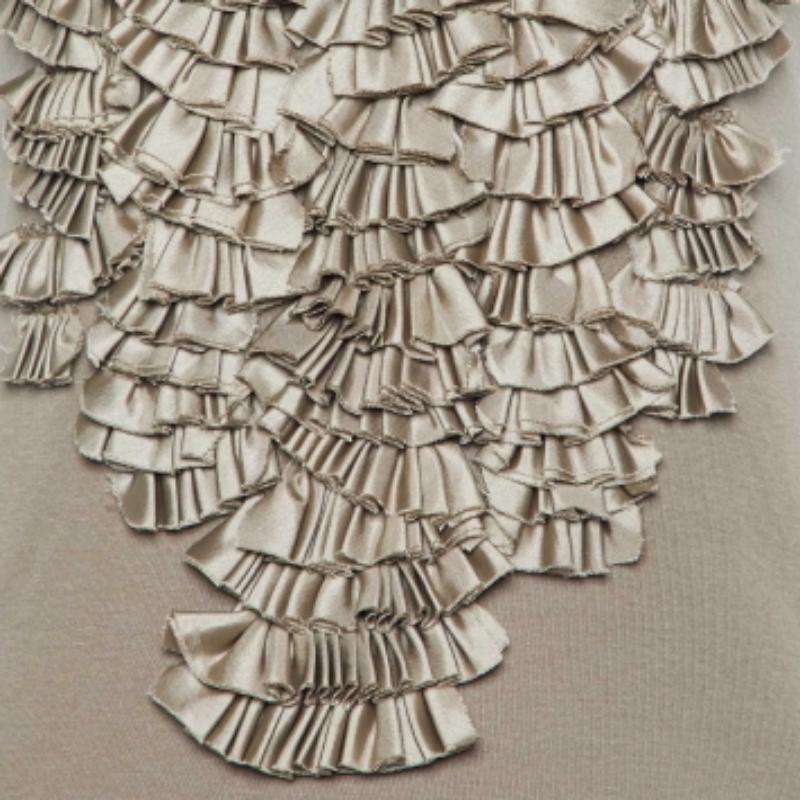 Givenchy Greige Cotton Ruffled Detail Tank Top S Bon état - En vente à Dubai, Al Qouz 2