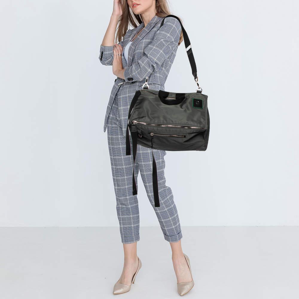 Givenchy Grey/Black Nylon Pandora Top Handle Bag For Sale 9
