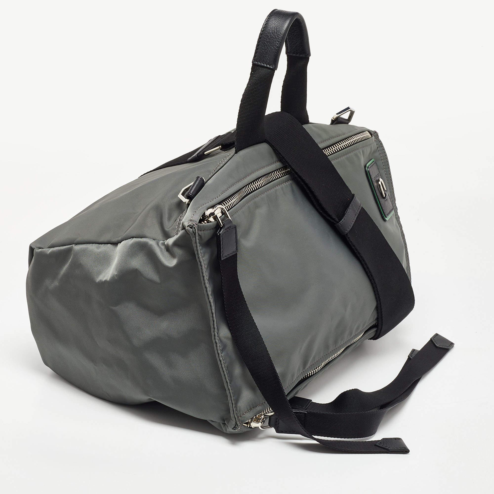 Givenchy Grey/Black Nylon Pandora Top Handle Bag In Good Condition In Dubai, Al Qouz 2