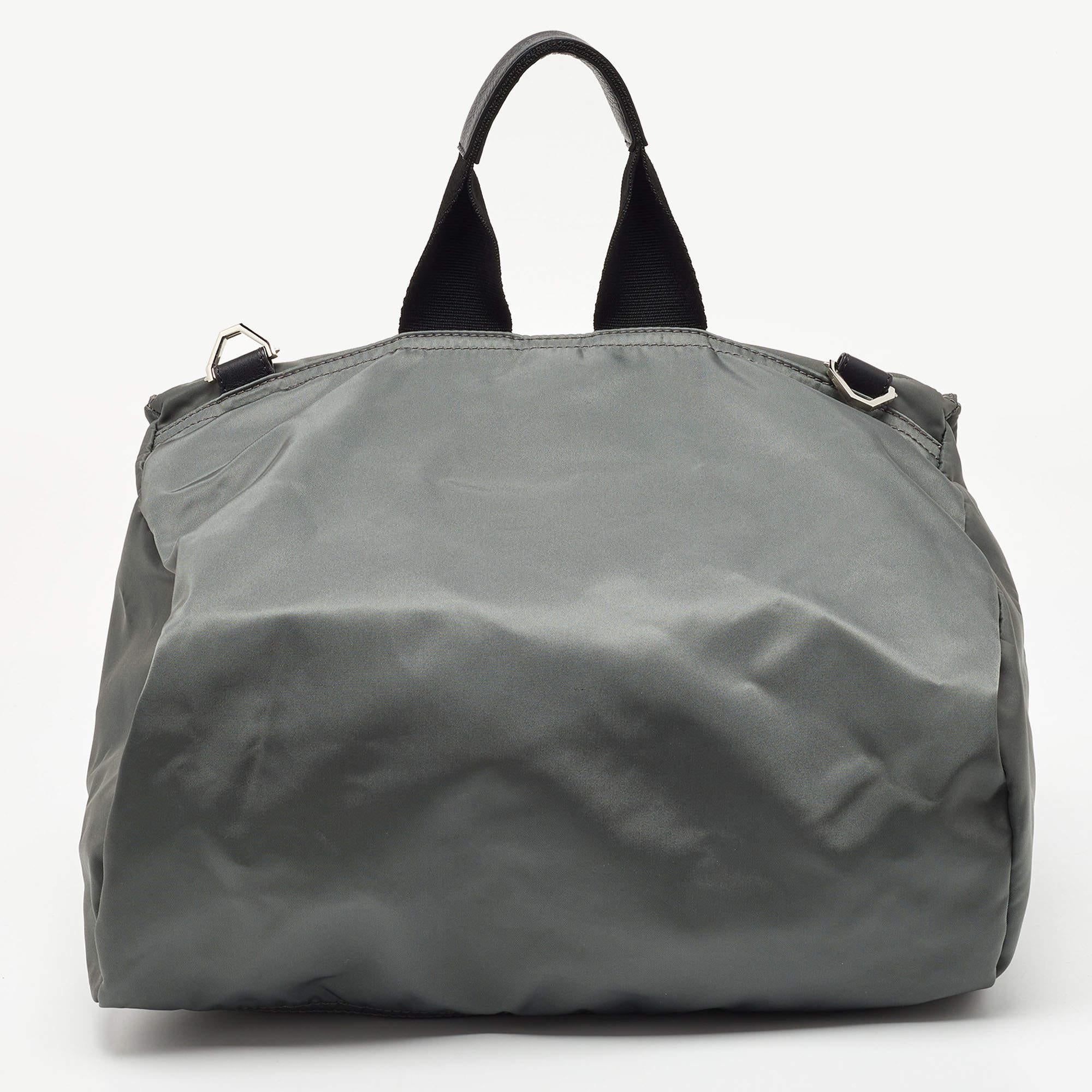 Givenchy Grey/Black Nylon Pandora Top Handle Bag For Sale 2