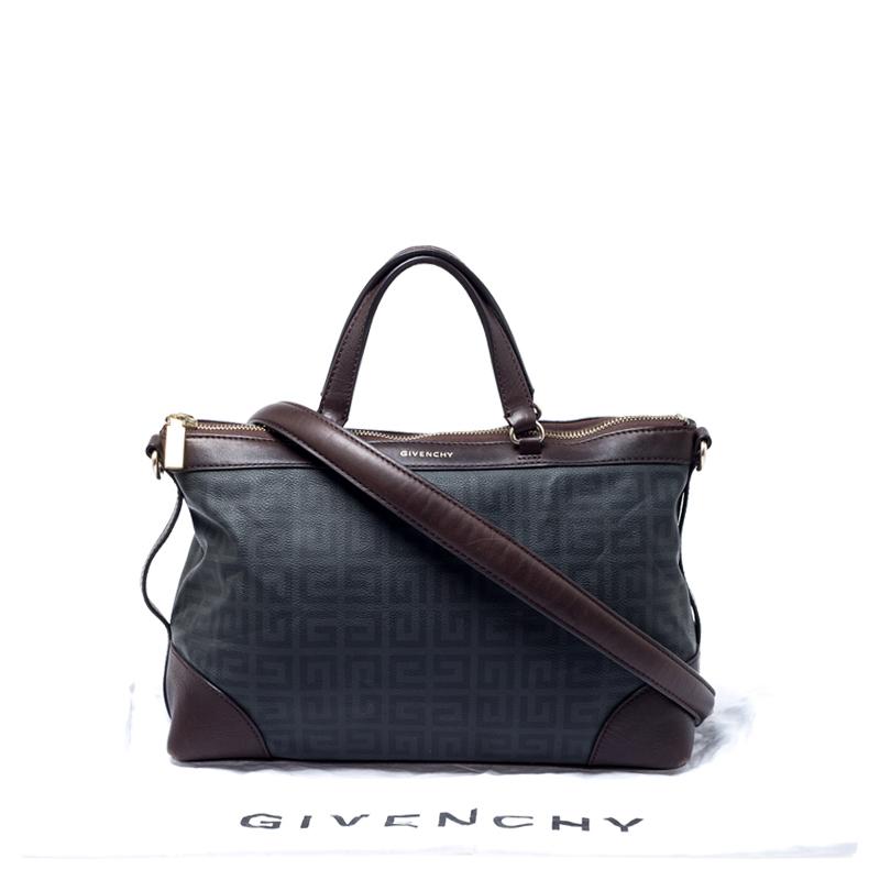 Givenchy Grey/Brown Coated Canvas and Leather Satchel 7