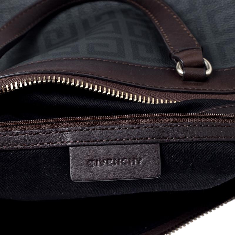 Givenchy Grey/Brown Coated Canvas and Leather Satchel 2