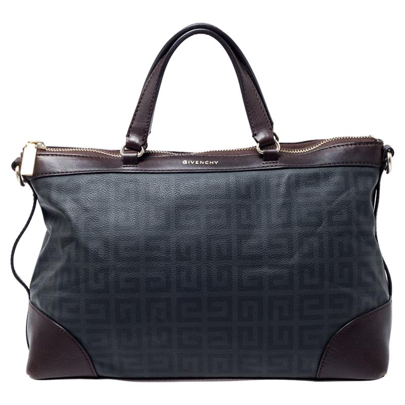 Givenchy Grey/Brown Coated Canvas and Leather Satchel