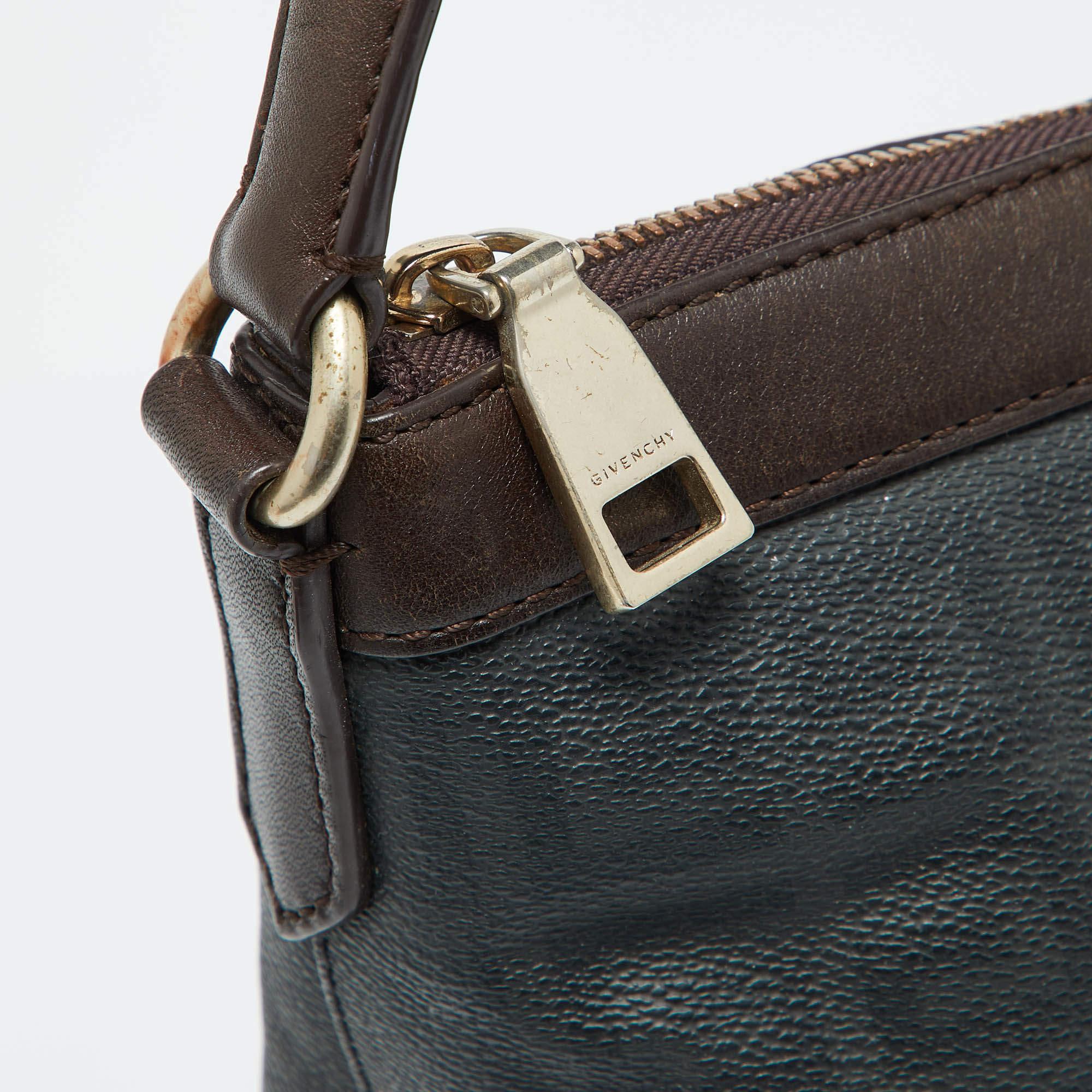 Givenchy Grey/Dark Brown Monogram Coated Canvas and Leather Hobo For Sale 2