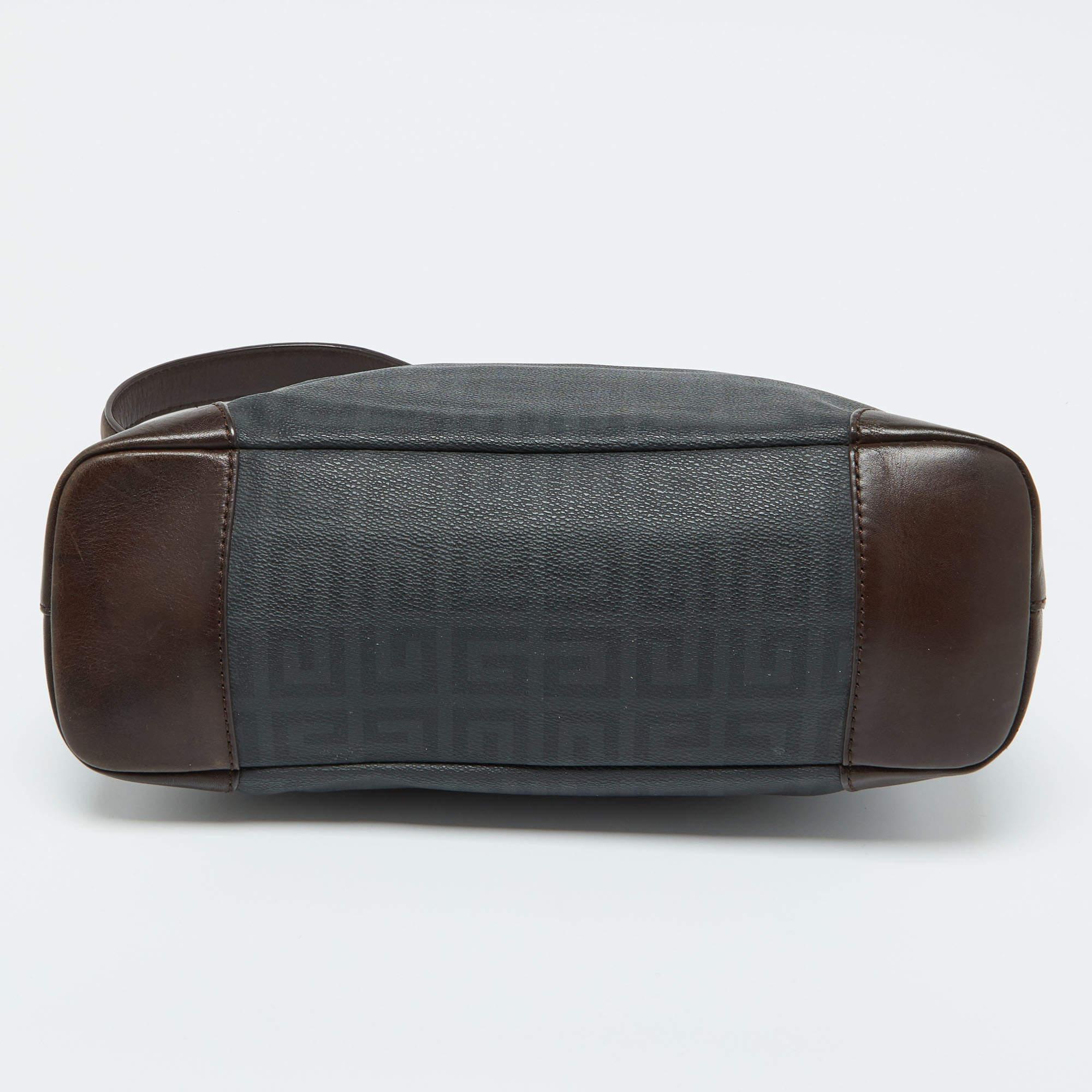 Givenchy Grey/Dark Brown Monogram Coated Canvas and Leather Hobo For Sale 3