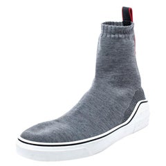 Givenchy Grey Knitted Fabric George V Mid Sock Sneakers Size 45