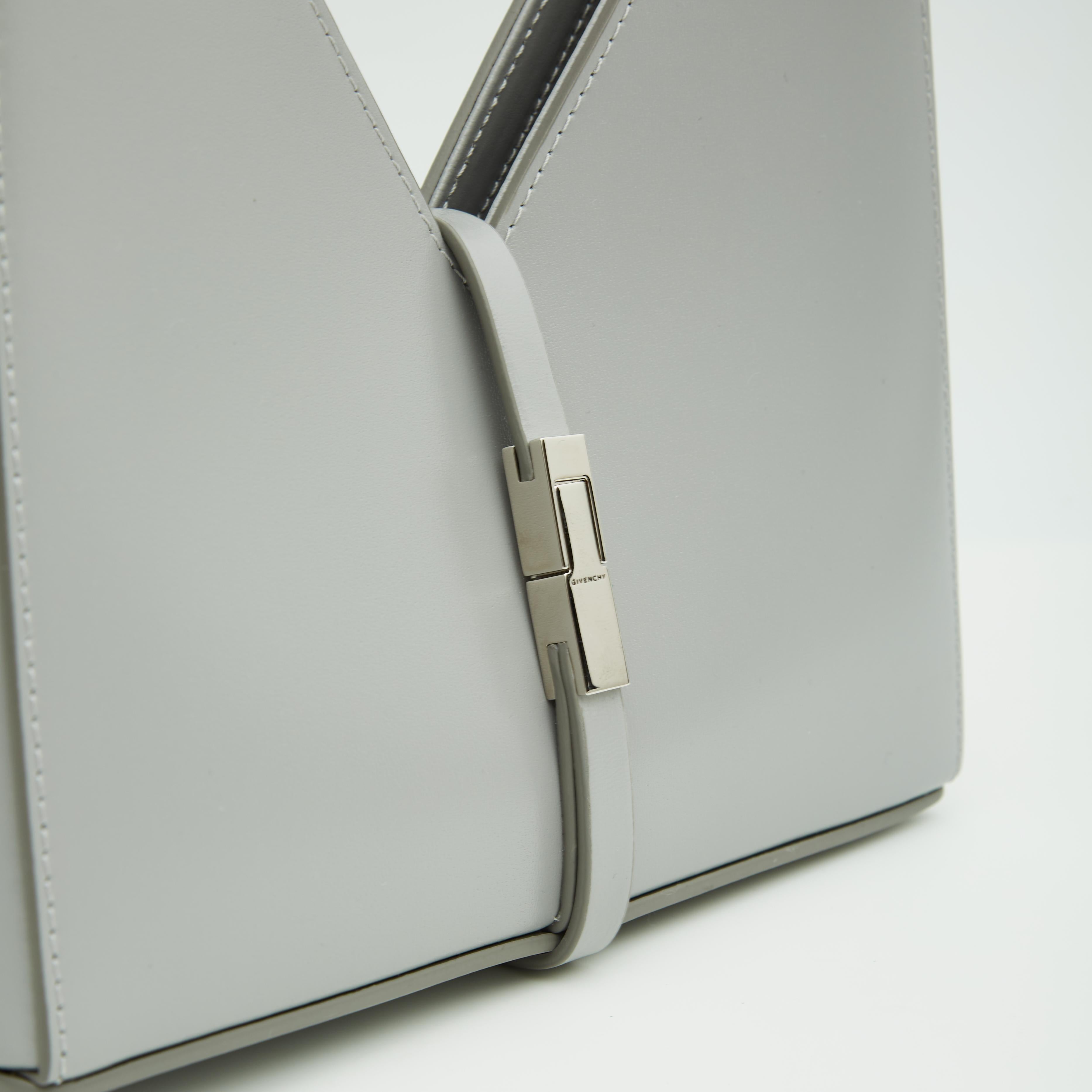 Gray Givenchy Grey Lambskin Mini Cut-Out Shoulder Bag For Sale