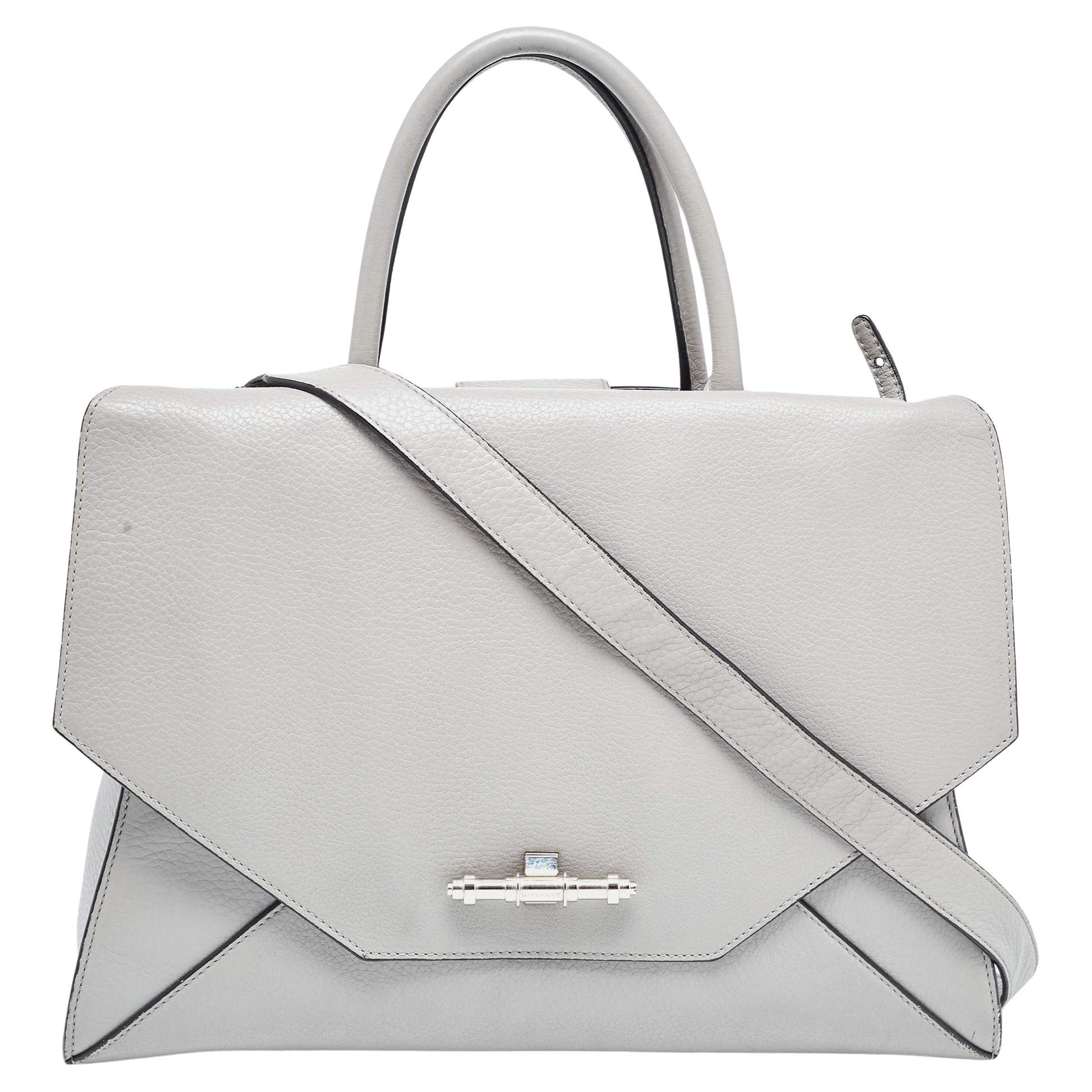 Givenchy Grey Leather Medium Obsedia Tote For Sale