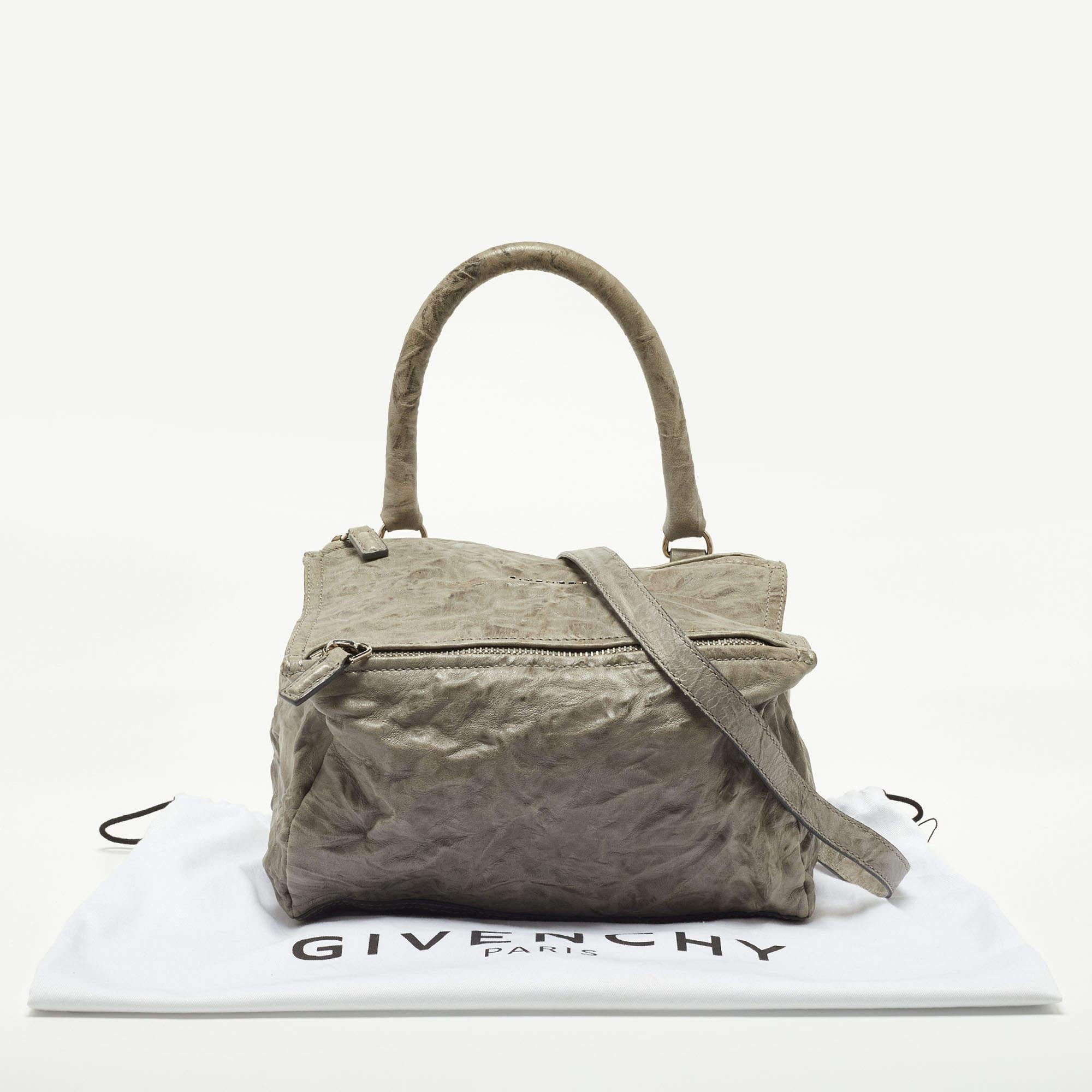 Givenchy Grey Leather Medium Pandora Top Handle Bag For Sale 11