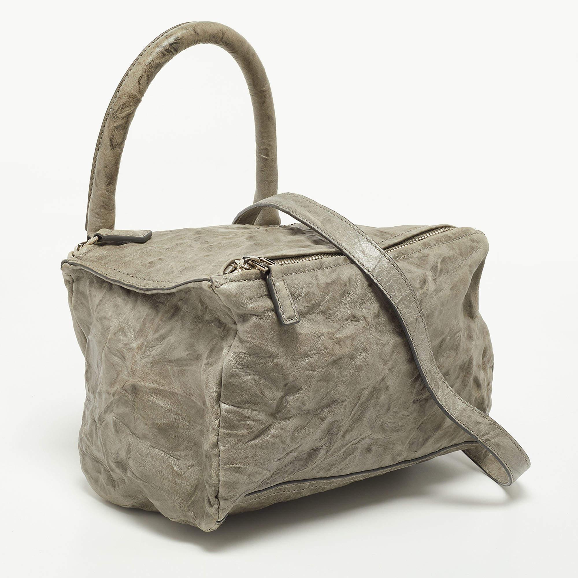 Givenchy - Sac Pandora moyen à poignée supérieure en cuir gris en vente 2