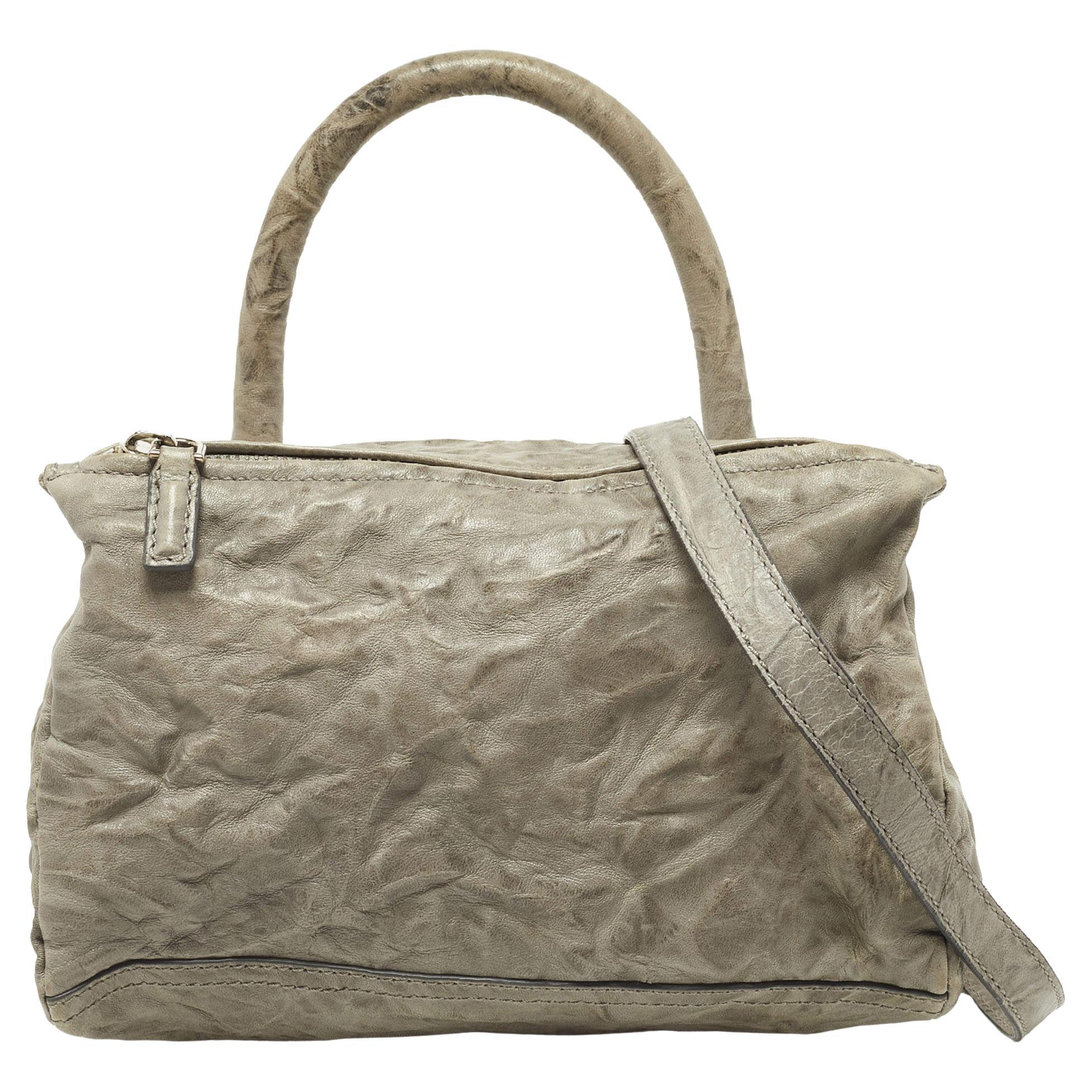 Givenchy Grey Leather Medium Pandora Top Handle Bag For Sale