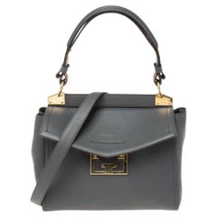 Givenchy Grey Leather Small Mystic Foldover Top Handle Bag
