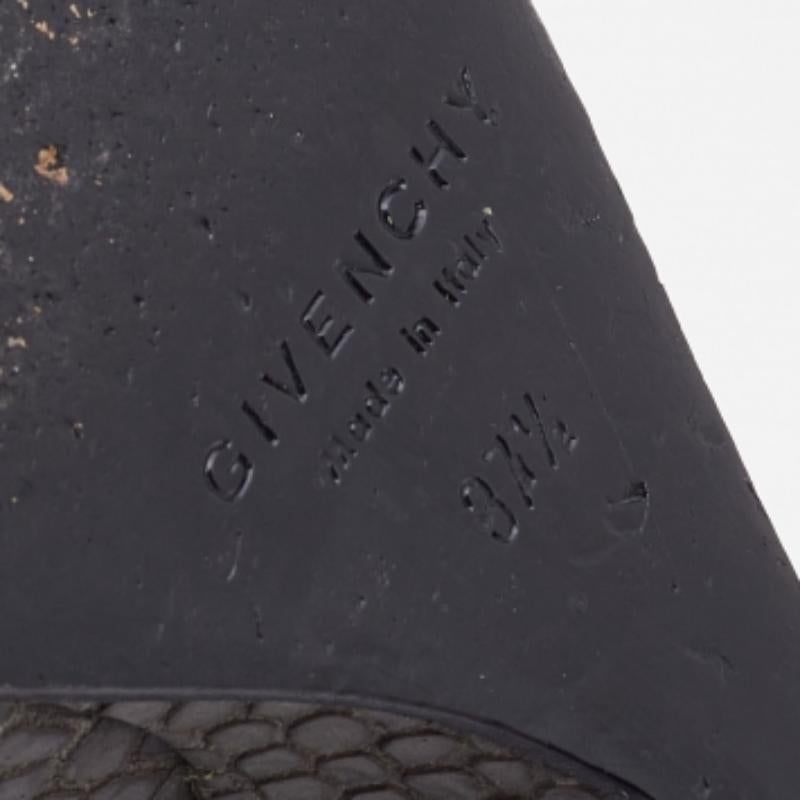 Givenchy Grey Python Embossed Leather Wedge Ankle Strap Sandals Size 37.5 For Sale 3