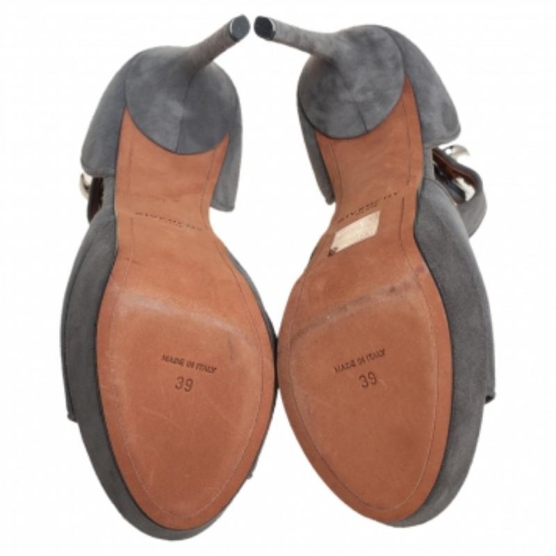 Givenchy Grey Suede Platform Ankle Strap Sandals Size 39 For Sale 2