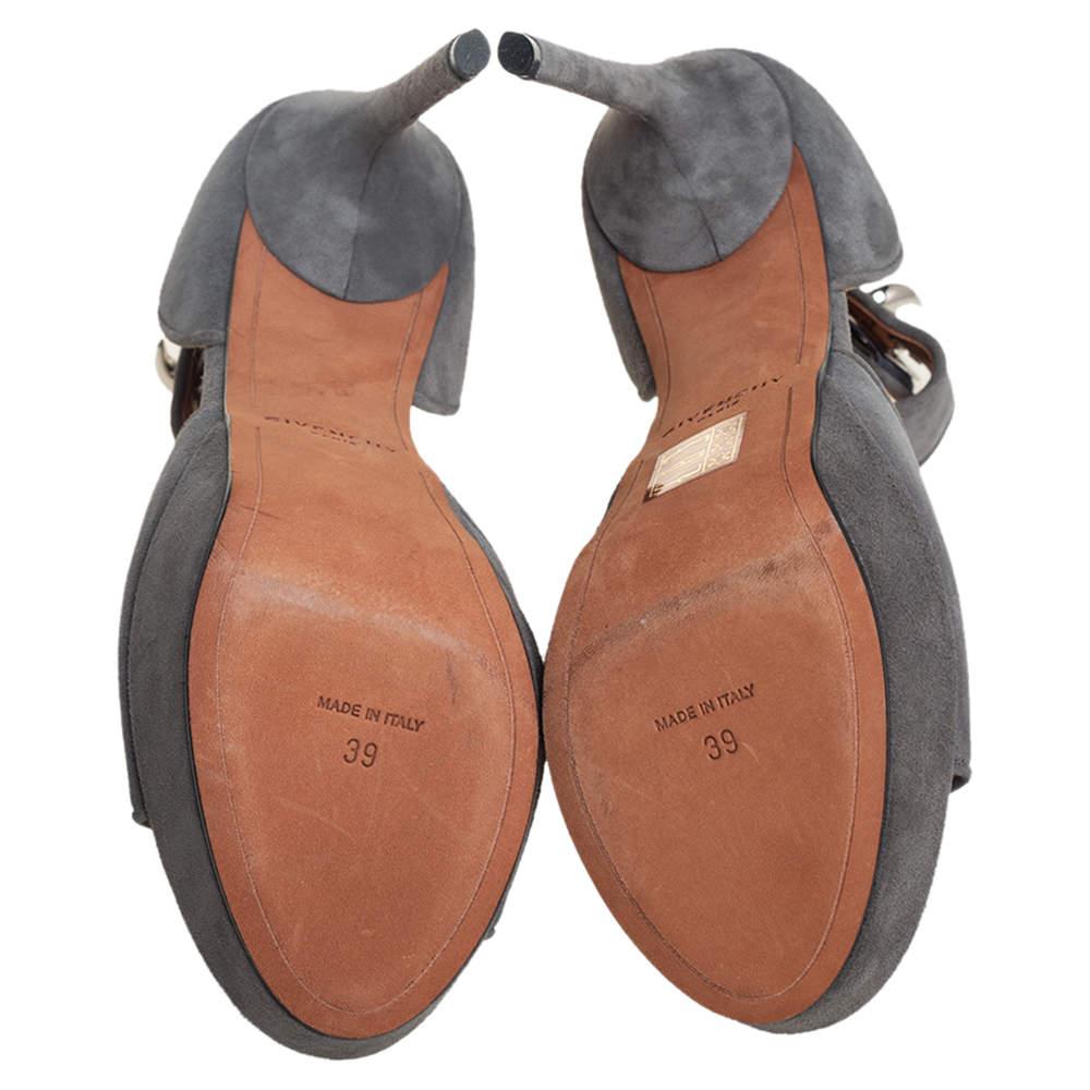 Givenchy Grey Suede Platform Ankle Strap Sandals Size 39 For Sale 1