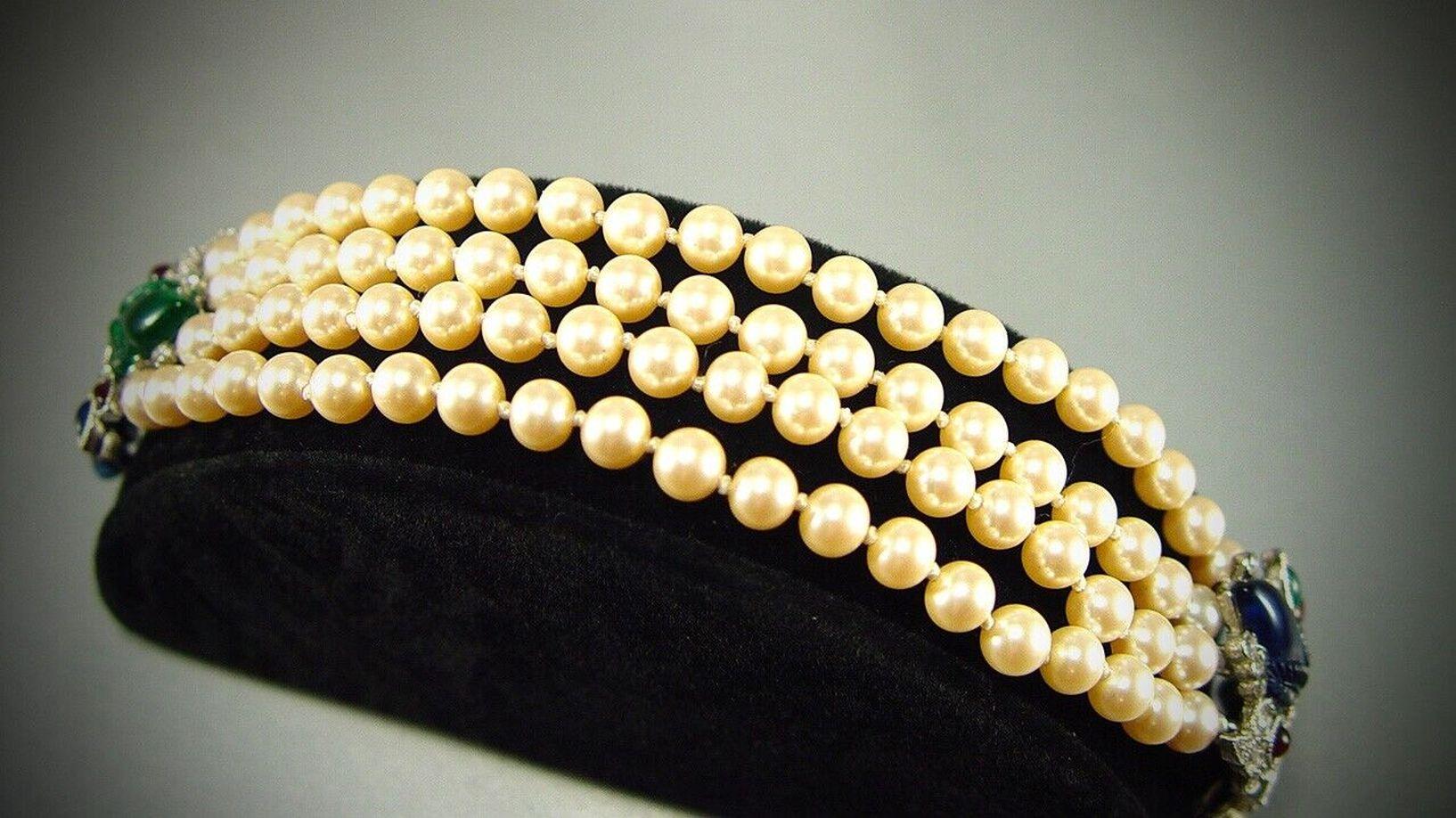 Givenchy Gripoix Paris - Bracelet vintage Tutti Frutti à plusieurs rangs de perles en verre en vente 1