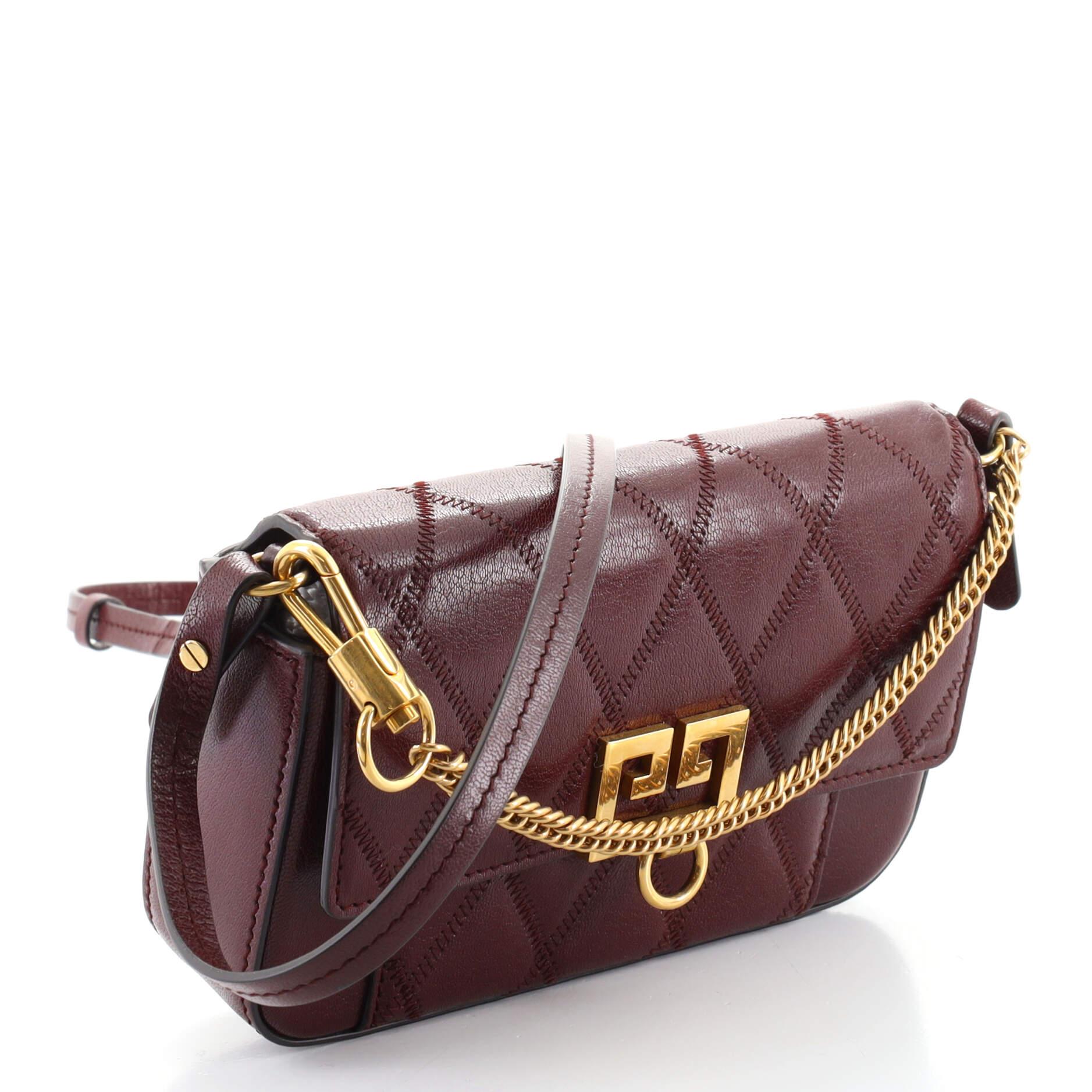 Givenchy GV3 Convertible Umhängetasche aus gestepptem Leder Mini (Schwarz)
