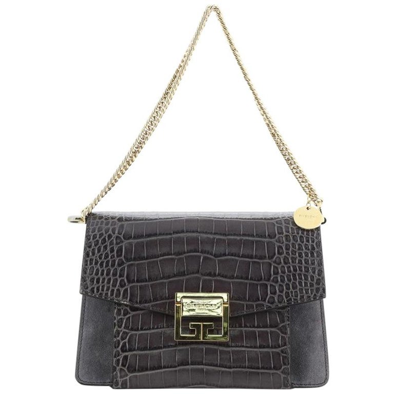 Givenchy GV3 Flap Bag Crocodile Embossed Leather Small at 1stDibs