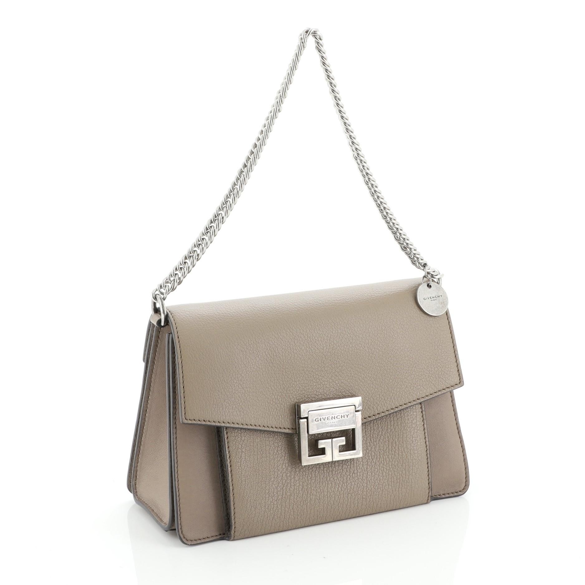 Brown Givenchy GV3 Flap Bag Leather Small