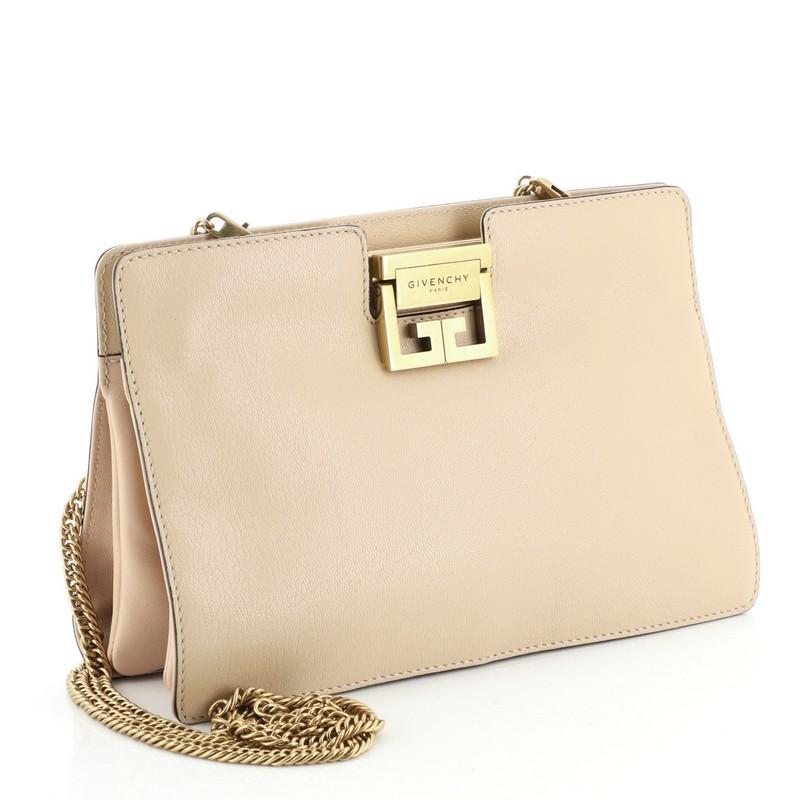 Beige Givenchy GV3 Frame Clutch Leather Medium