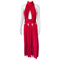 Givenchy Halter Plunging Neckline Cutout Backless Red Evening Dress Gown