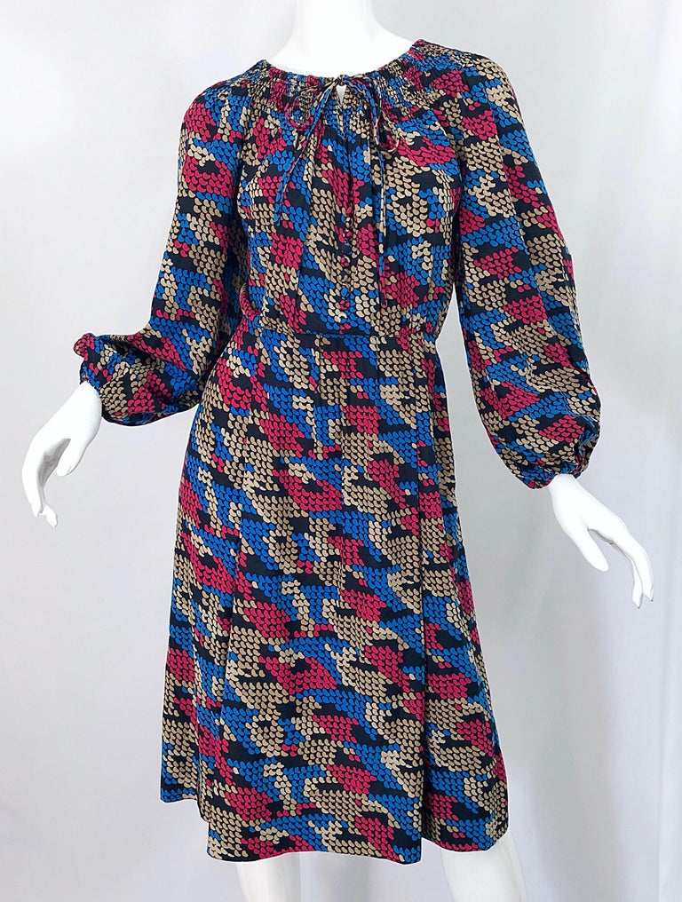 Givenchy Haute Couture 1970s Exaggerated Houndstooth Bishop Sleeve ...