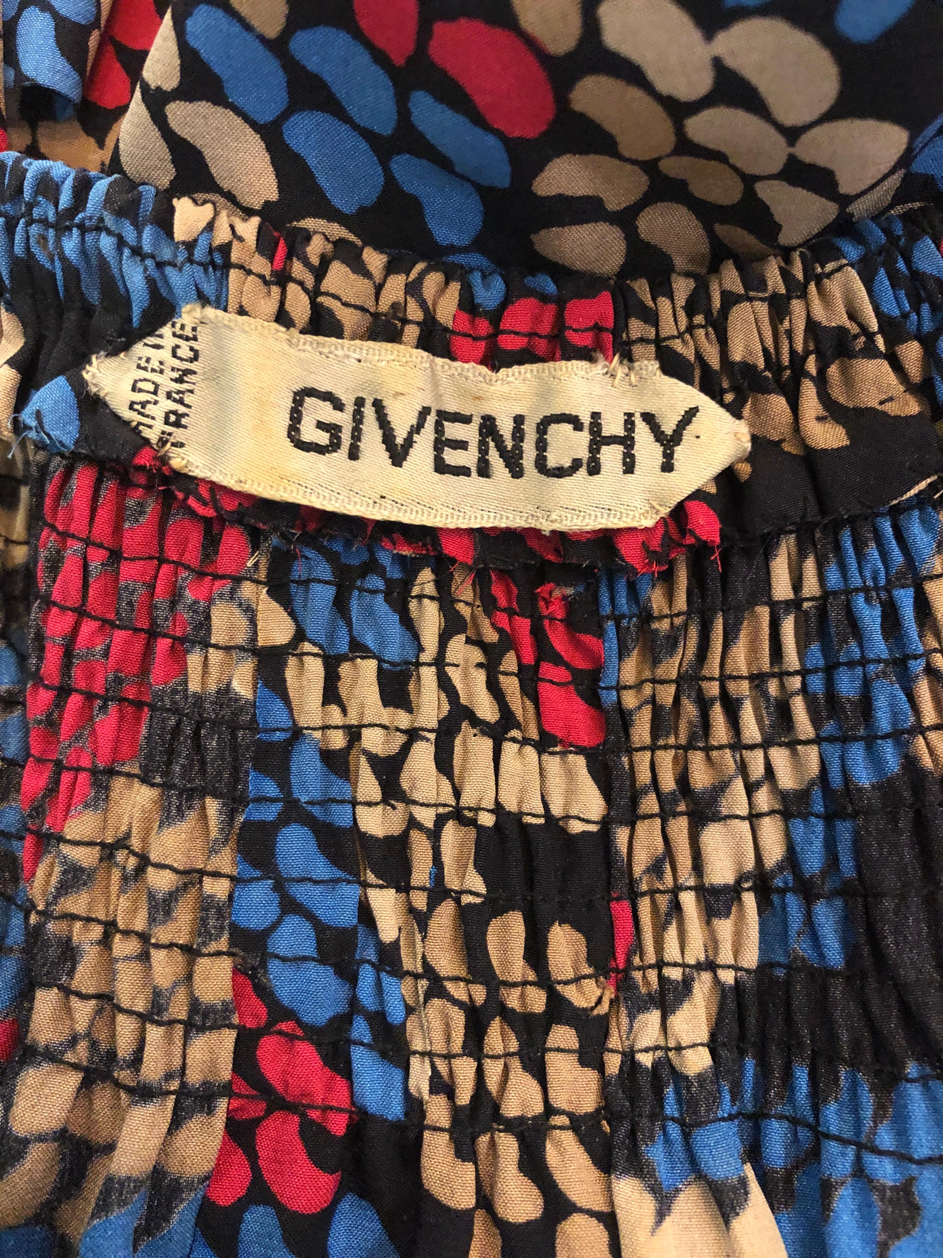 Violet Givenchy - Robe vintage haute couture à manches bouffantes et pied-de-poule exagérées, années 1970 en vente