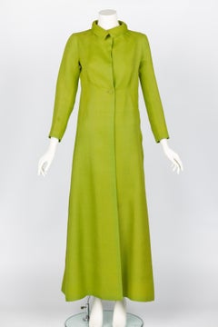 Givenchy Haute Couture 1971  Chartreuse Green Silk Evening Coat