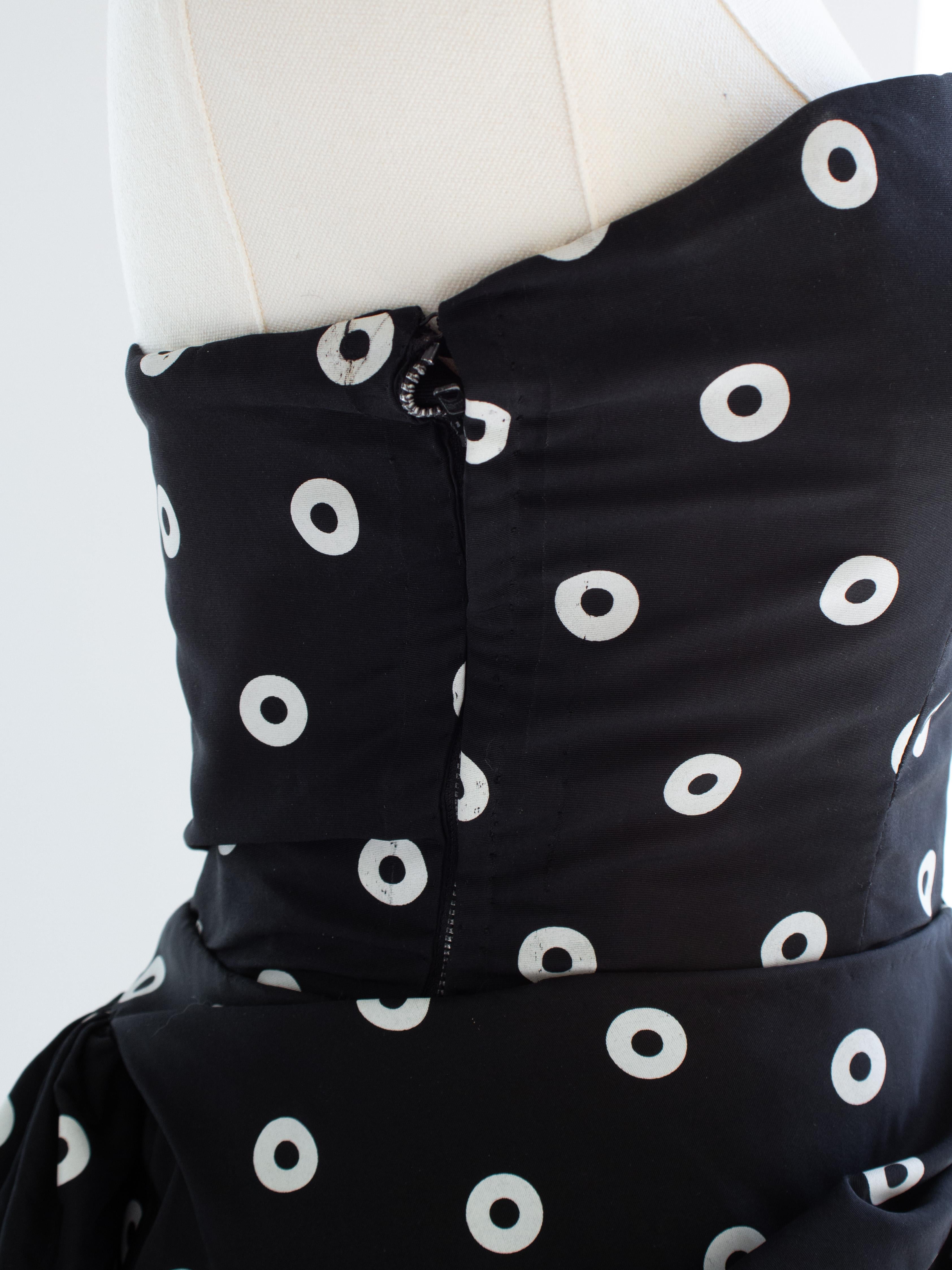 Givenchy Alta Costura Años 80 Vestido Vintage Blanco Negro Lunares en venta 6
