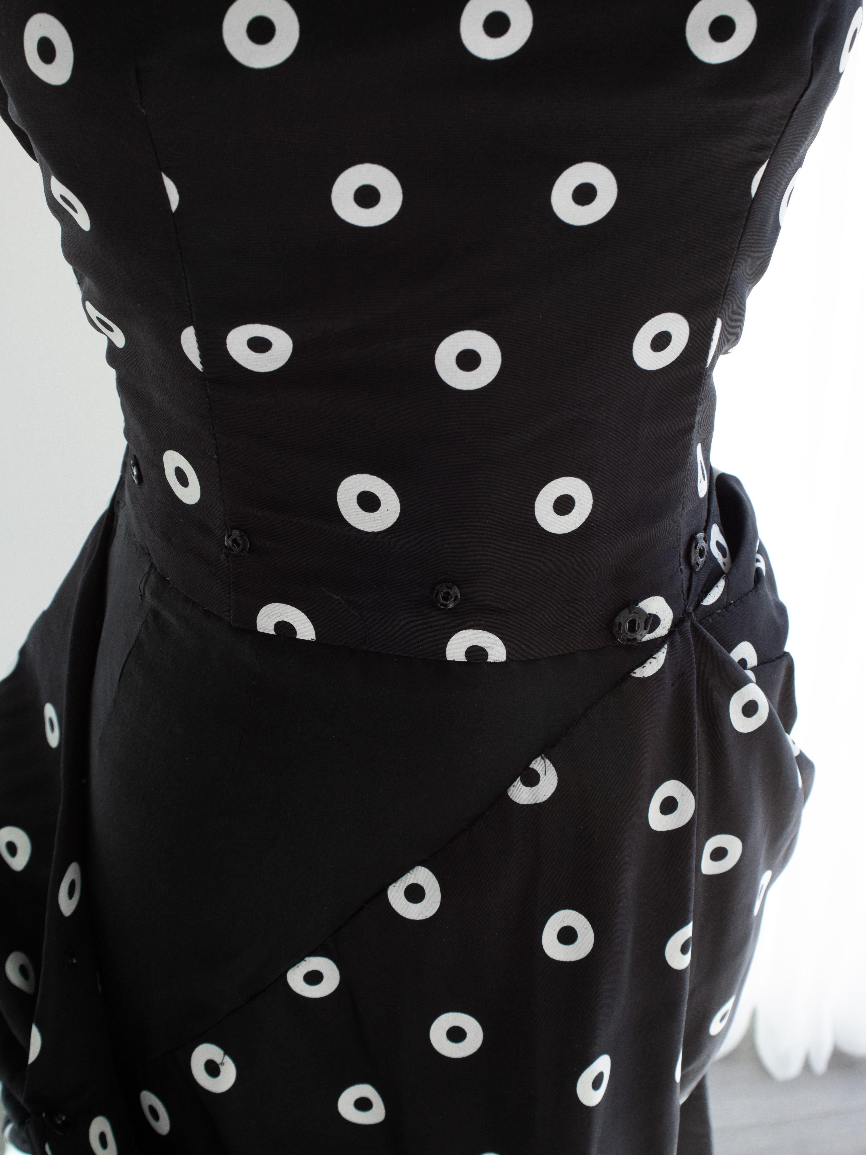 Givenchy Alta Costura Años 80 Vestido Vintage Blanco Negro Lunares en venta 8