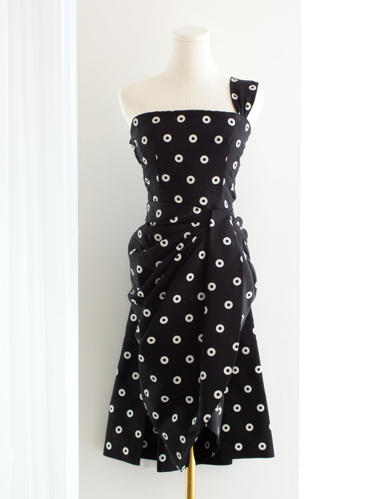Givenchy Haute Couture 1980s Vintage Black White Polka Dot Dress For Sale at 1stDibs Givenchy Haute Couture 1980s Vintage Black White Polka Dot Dress For Sale at 1stDibs