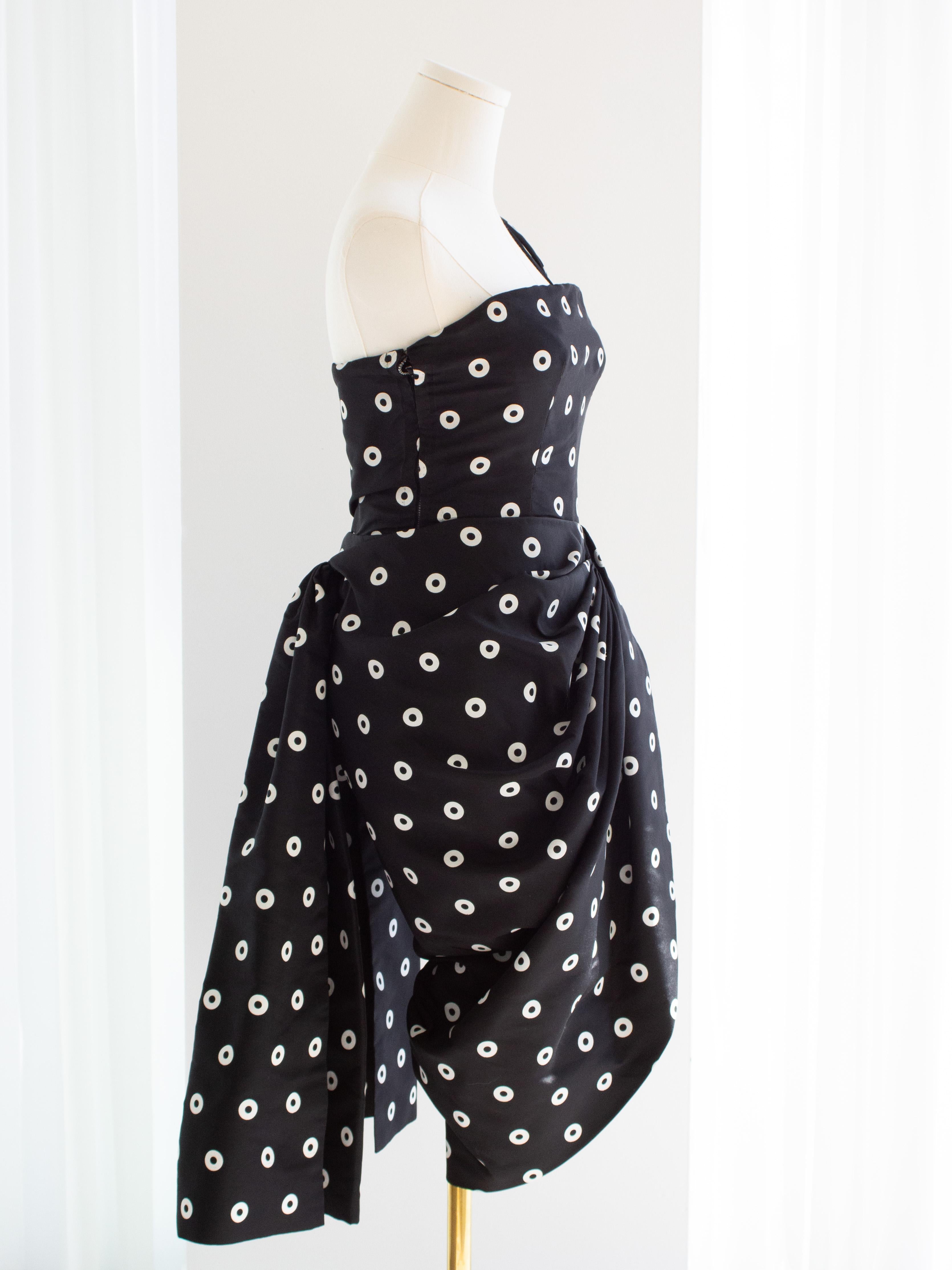 De las mujeres Givenchy Alta Costura Años 80 Vestido Vintage Blanco Negro Lunares en venta
