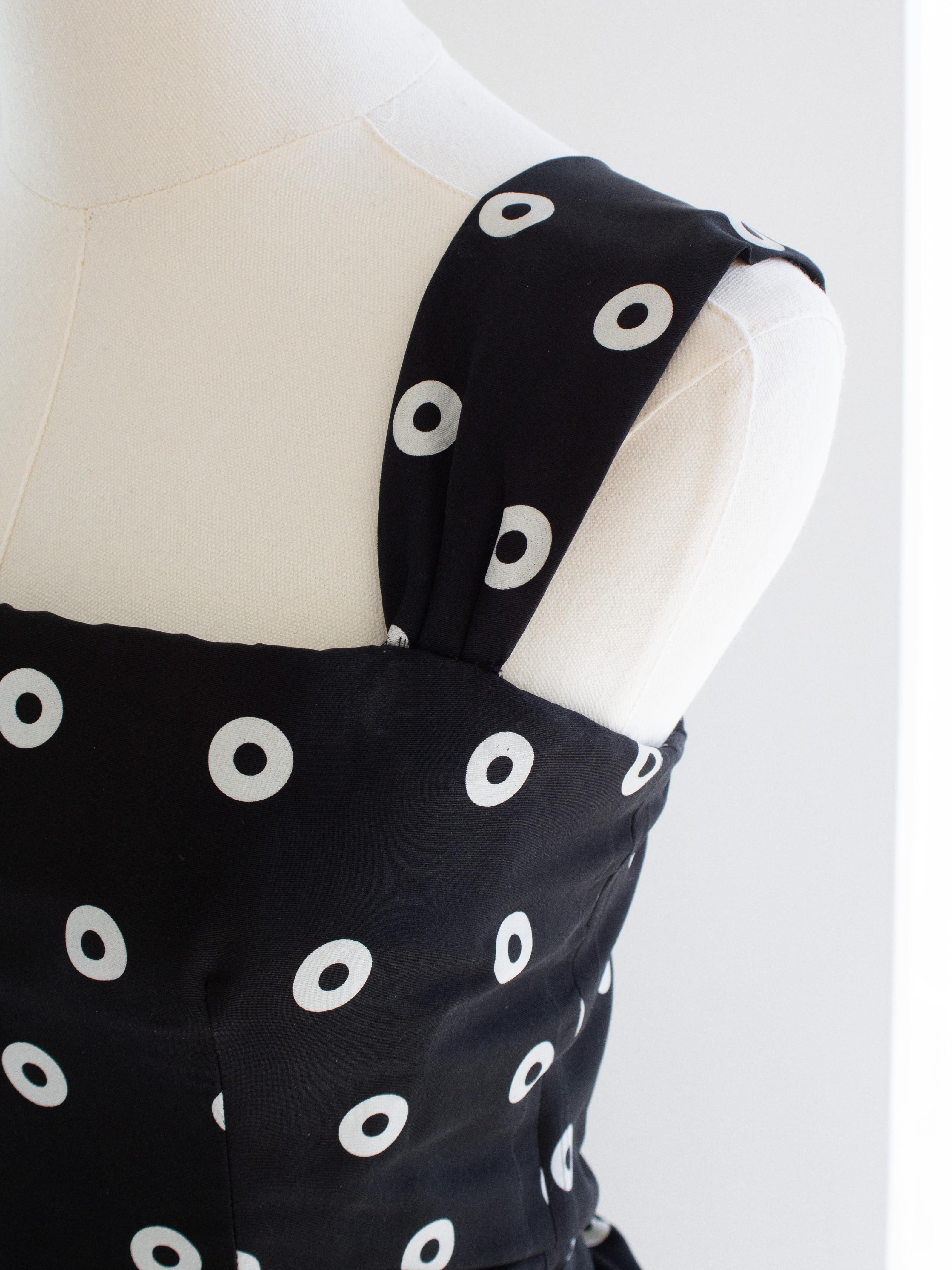 Givenchy Alta Costura Años 80 Vestido Vintage Blanco Negro Lunares en venta 3