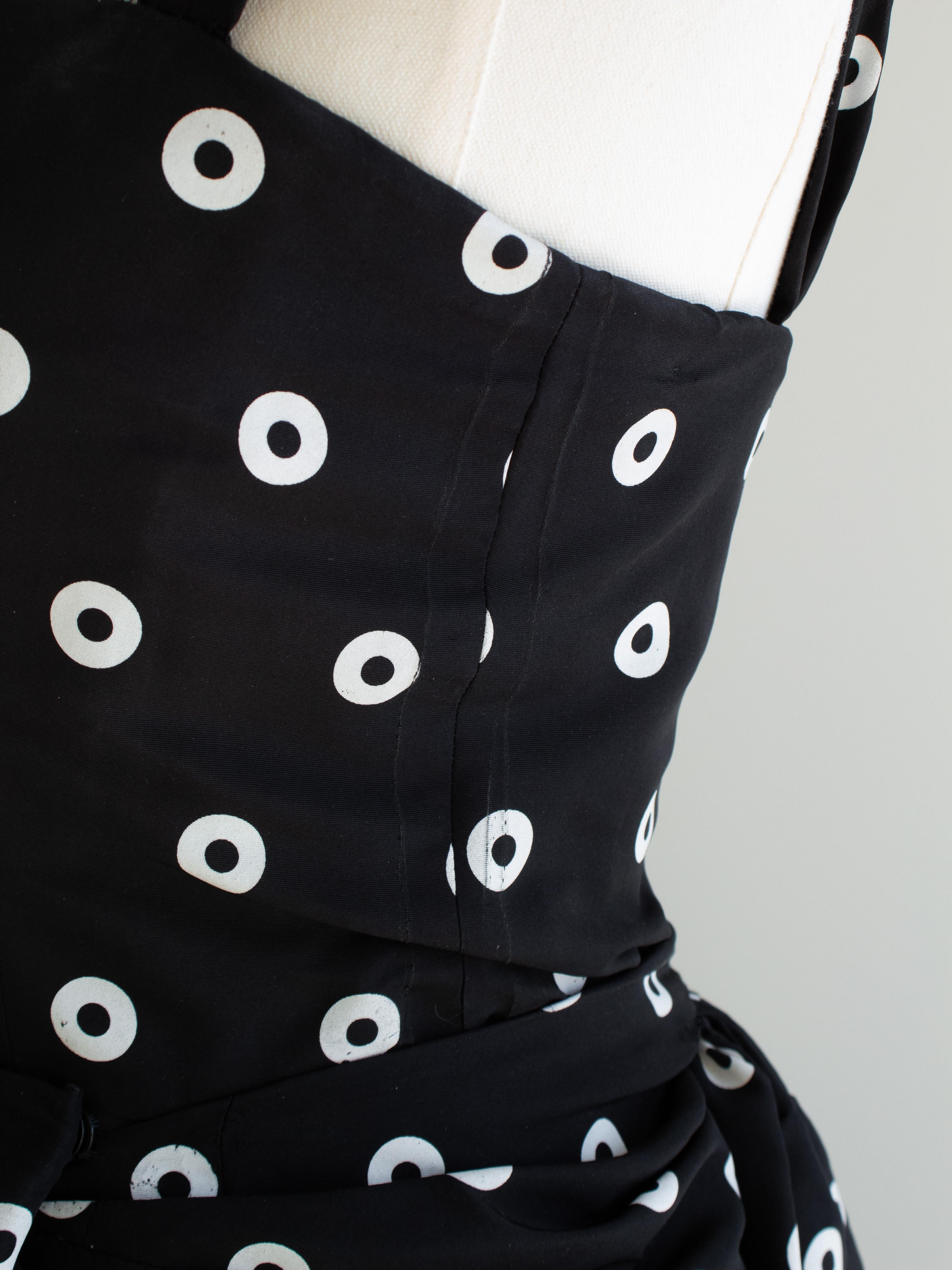 Givenchy Alta Costura Años 80 Vestido Vintage Blanco Negro Lunares en venta 4