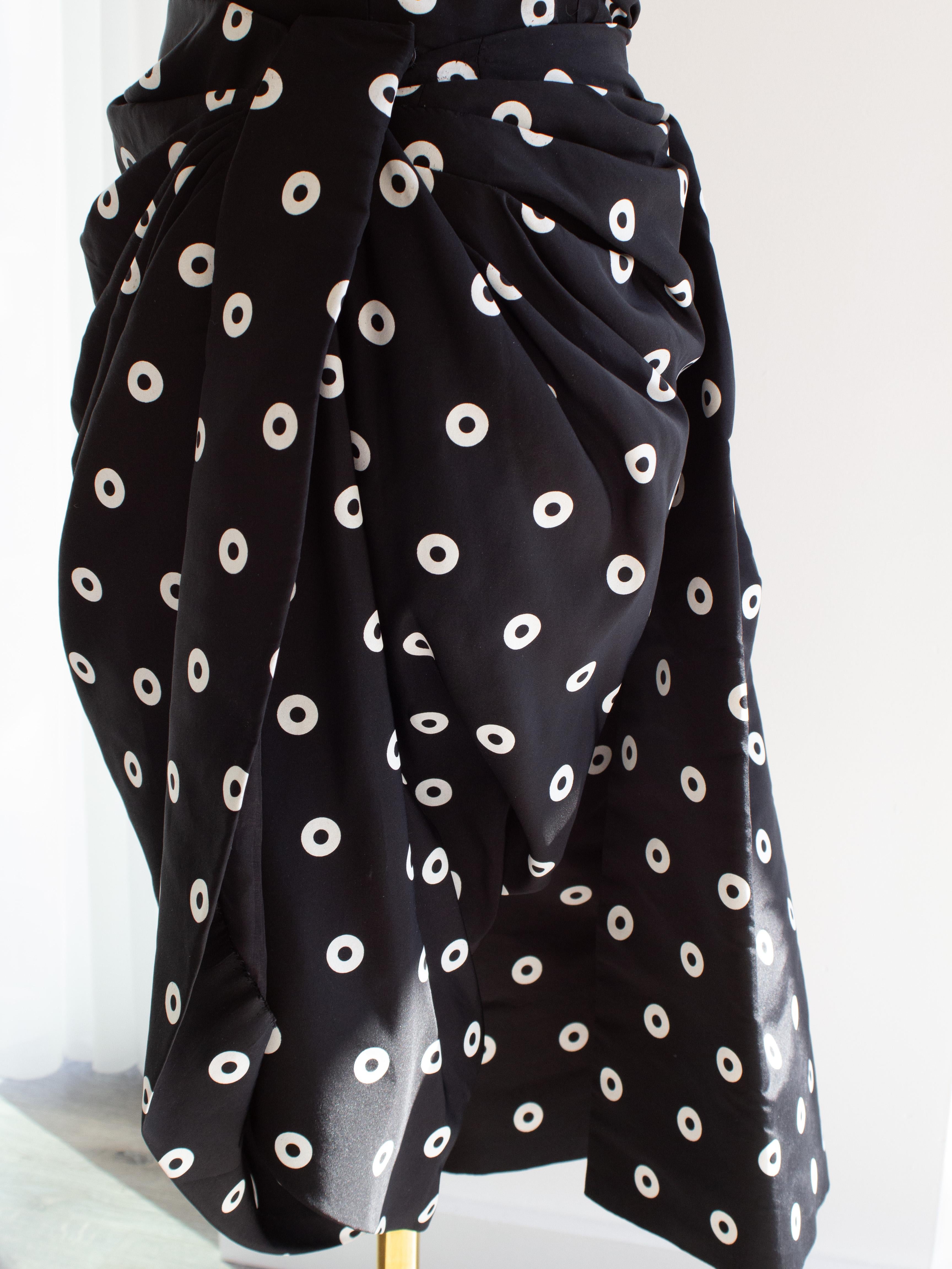 Givenchy Alta Costura Años 80 Vestido Vintage Blanco Negro Lunares en venta 5