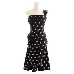 Givenchy Haute Couture 1980s Vintage Black White Polka Dot Dress