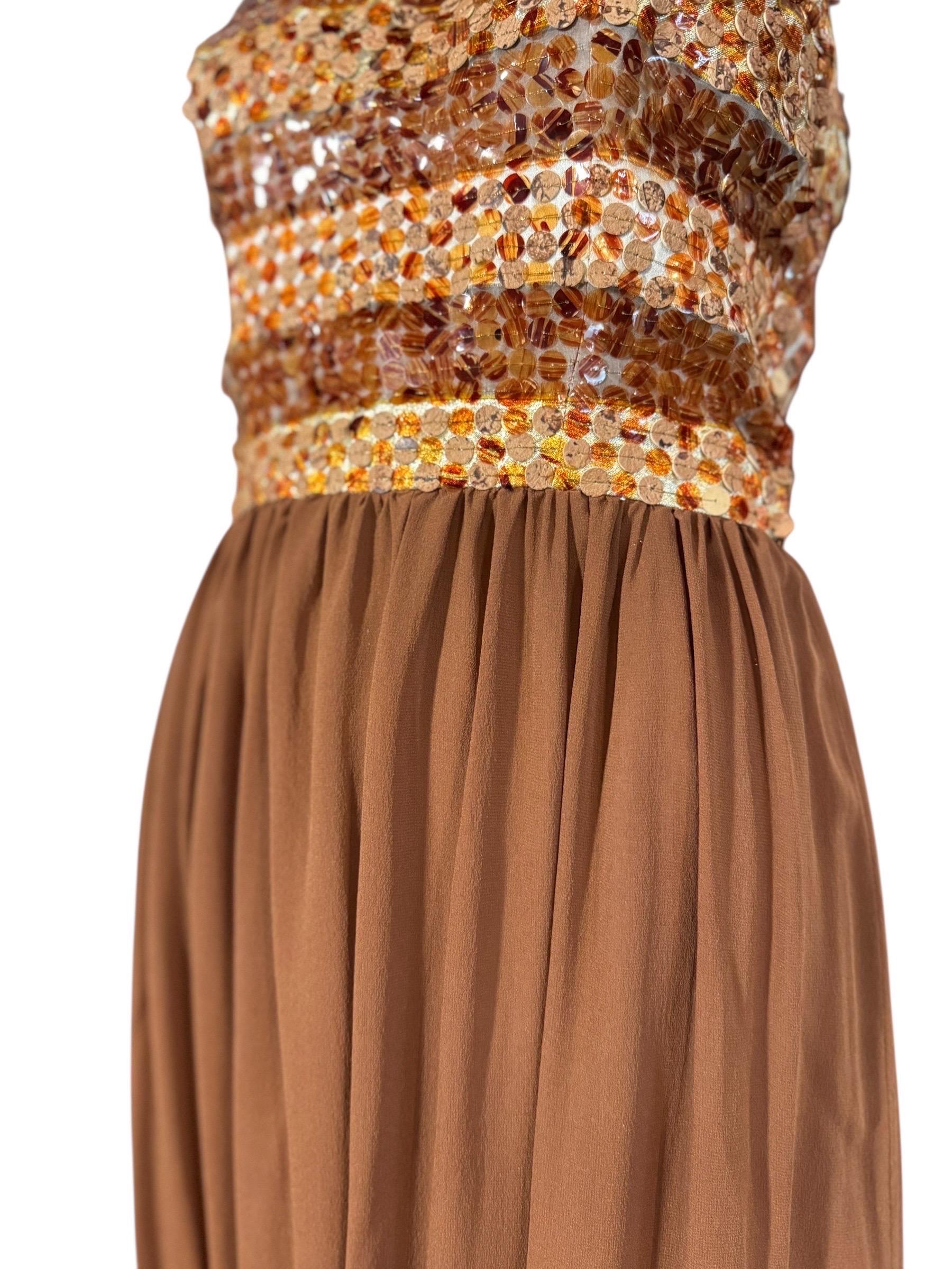 Abito da sera Givenchy Haute Couture in ambra-sequino (A.I.C. 1969-70) in vendita 8