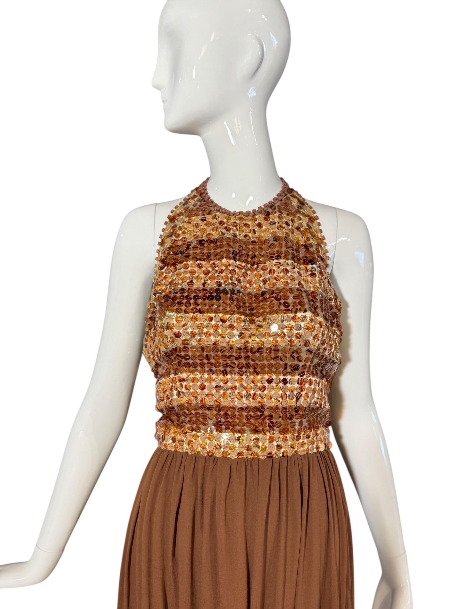 Abito da sera Givenchy Haute Couture in ambra-sequino (A.I.C. 1969-70) in vendita 9