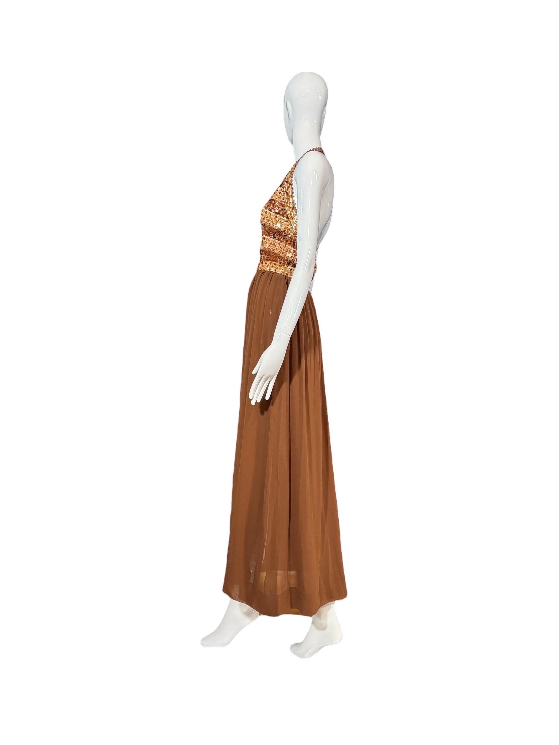 Abito da sera Givenchy Haute Couture in ambra-sequino (A.I.C. 1969-70) in vendita 2