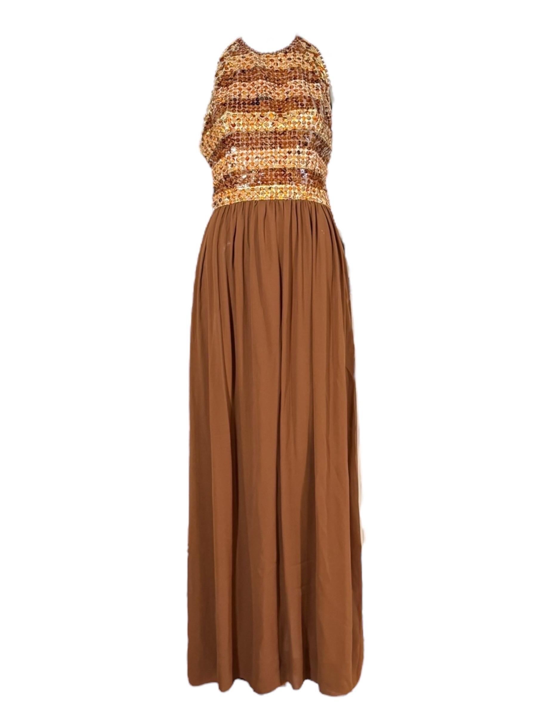 Abito da sera Givenchy Haute Couture in ambra-sequino (A.I.C. 1969-70) in vendita 4