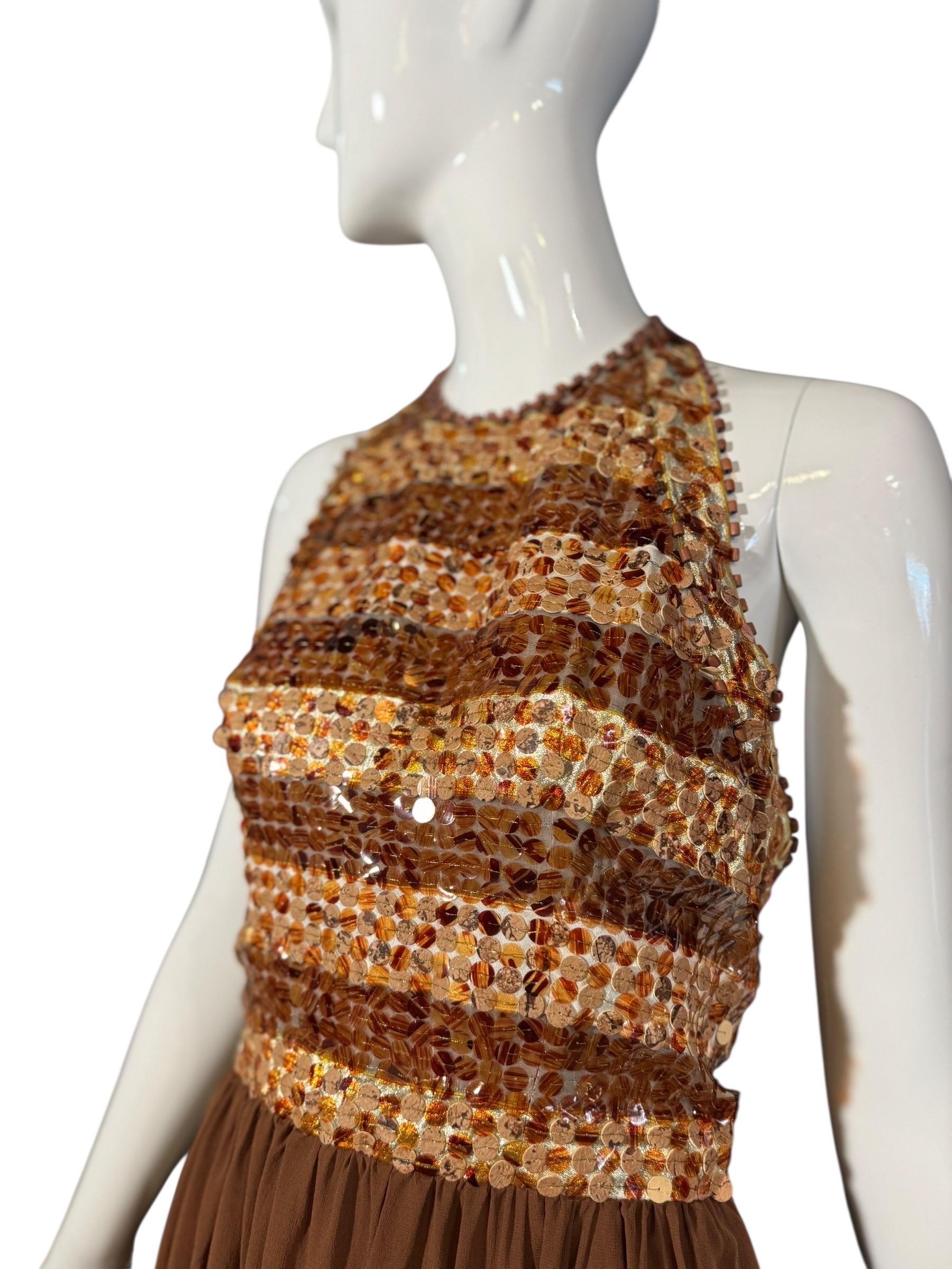 Abito da sera Givenchy Haute Couture in ambra-sequino (A.I.C. 1969-70) in vendita 5