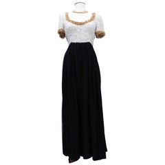 Givenchy Haute Couture black chiffon dress with pearly top