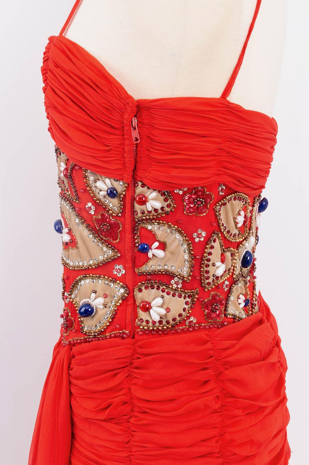 Givenchy Haute Couture Bustier Embroidered Silk Chiffon Dress For Sale 7