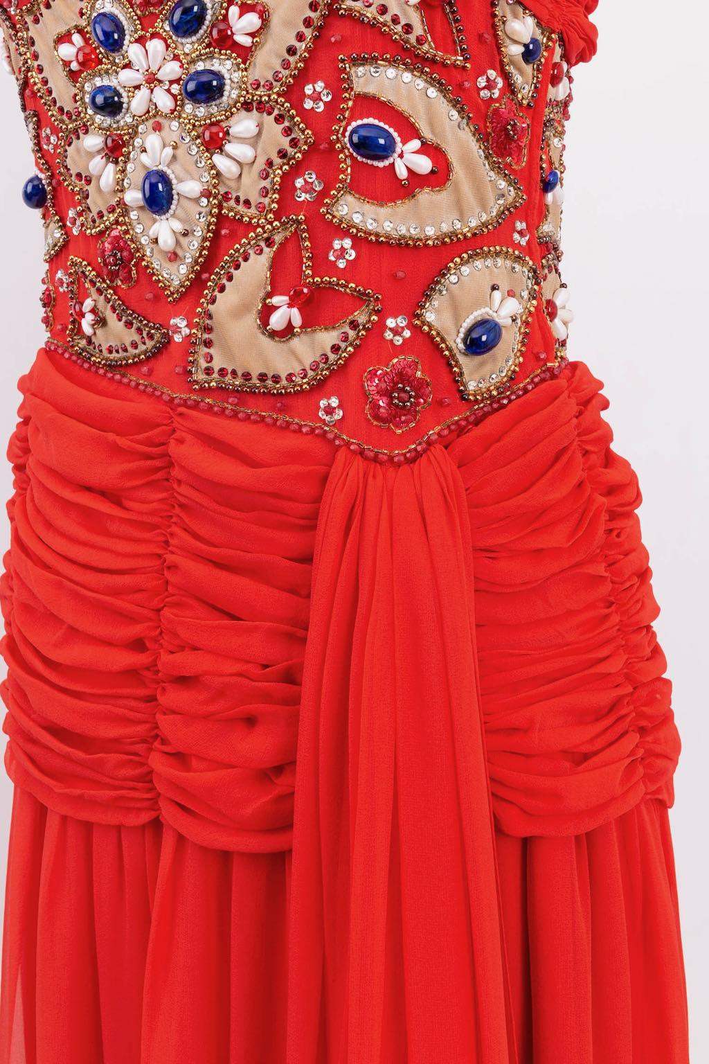 Givenchy Haute Couture Bustier Embroidered Silk Chiffon Dress In Excellent Condition For Sale In SAINT-OUEN-SUR-SEINE, FR