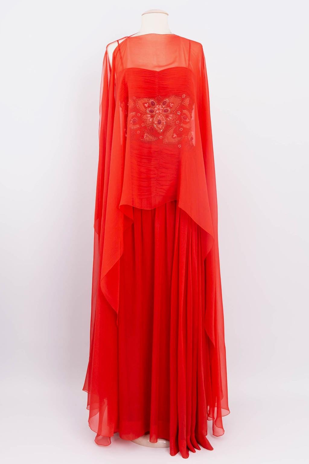 Givenchy Haute Couture Bustier Embroidered Silk Chiffon Dress For Sale 2